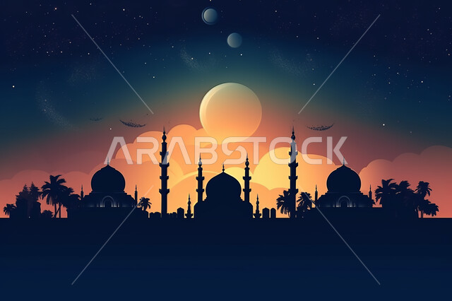 الفن الهندسي والمعماري للمساجد التاريخيه القديمه, منظر طبيعي للنجوم المتناثره في السماء ليلا, خلفيات مساجد اسلاميه في وضع الليل، تصميم مسجد اسلامي متميز ، العباده واداء الصلاه في المساجد، خلفيات وديكورات رمضانيه