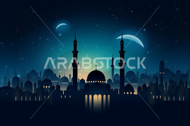 منظر طبيعي للنجوم المتناثره في السماء ليلا, خلفيات مساجد اسلاميه في وضع الليل، تصميم مسجد اسلامي متميز ، العباده واداء الصلاه في المساجد، خلفيات وديكورات رمضانيه، الفن الهندسي والمعماري للمساجد التاريخيه القديمه