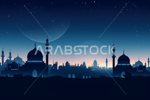 منظر طبيعي للنجوم المتناثره في السماء ليلا, خلفيات مساجد اسلاميه في وضع الليل، تصميم مسجد اسلامي متميز ، العباده واداء الصلاه في المساجد، خلفيات وديكورات رمضانيه، الفن الهندسي والمعماري للمساجد التاريخيه القديمه