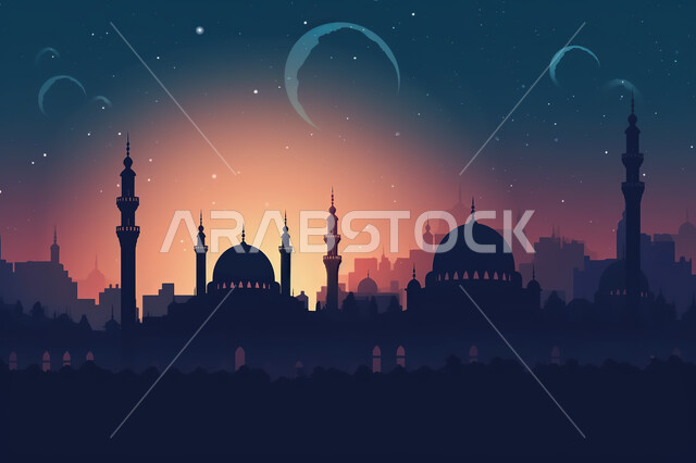 منظر طبيعي للنجوم المتناثره في السماء ليلا, خلفيات مساجد اسلاميه في وضع الليل، تصميم مسجد اسلامي متميز ، العباده واداء الصلاه في المساجد، خلفيات وديكورات رمضانيه، الفن الهندسي والمعماري للمساجد التاريخيه القديمه