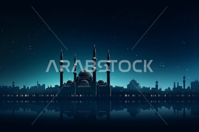 منظر طبيعي للنجوم المتناثره في السماء ليلا, خلفيات مساجد اسلاميه في وضع الليل، تصميم مسجد اسلامي متميز ، العباده واداء الصلاه في المساجد، خلفيات وديكورات رمضانيه، الفن الهندسي والمعماري للمساجد التاريخيه القديمه