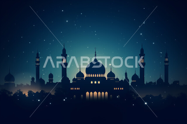 منظر طبيعي للنجوم المتناثره في السماء ليلا, خلفيات مساجد اسلاميه في وضع الليل، تصميم مسجد اسلامي متميز ، العباده واداء الصلاه في المساجد، خلفيات وديكورات رمضانيه، الفن الهندسي والمعماري للمساجد التاريخيه القديمه