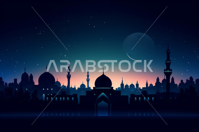 منظر طبيعي للنجوم المتناثره في السماء ليلا, خلفيات مساجد اسلاميه في وضع الليل، تصميم مسجد اسلامي متميز ، العباده واداء الصلاه في المساجد، خلفيات وديكورات رمضانيه، الفن الهندسي والمعماري للمساجد التاريخيه  القديمه