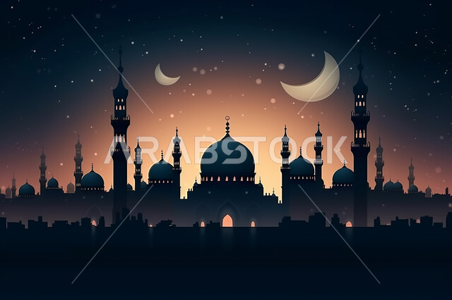 خلفيات مساجد اسلاميه في وضع الليل، تصميم مسجد اسلامي متميز ، العباده واداء الصلاه في المساجد، خلفيات وديكورات رمضانيه، الفن الهندسي والمعماري للمساجد التاريخيه  القديمه، منظر طبيعي للنجوم المتناثره في السماء ليلا