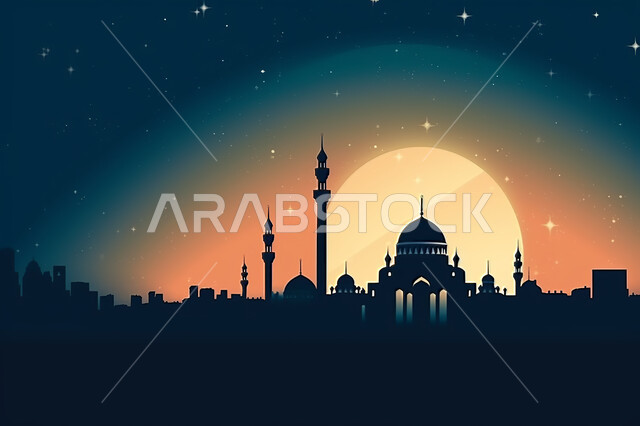 خلفيات مساجد اسلاميه في وضع الليل، تصميم مسجد اسلامي متميز ، العباده واداء الصلاه في المساجد، خلفيات وديكورات رمضانيه، الفن الهندسي والمعماري للمساجد التاريخيه  القديمه، منظر طبيعي للنجوم المتناثره في السماء ليلا