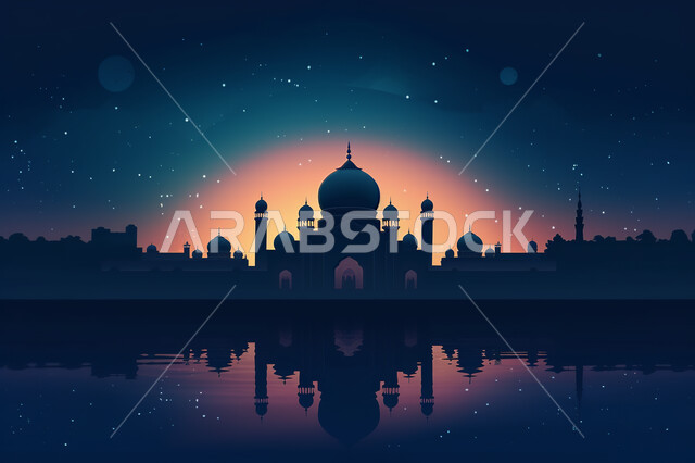خلفيات مساجد اسلاميه في وضع الليل، تصميم مسجد اسلامي متميز ، العباده واداء الصلاه في المساجد، خلفيات وديكورات رمضانيه، الفن الهندسي والمعماري للمساجد التاريخيه  القديمه، منظر طبيعي للنجوم المتناثره في السماء ليلا