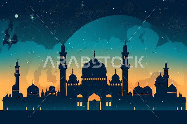 خلفيات مساجد اسلاميه في وضع الليل، تصميم مسجد اسلامي متميز ، العباده واداء الصلاه في المساجد، خلفيات وديكورات رمضانيه، الفن الهندسي والمعماري للمساجد التاريخيه القديمه، منظر طبيعي للنجوم المتناثره في السماء ليلا