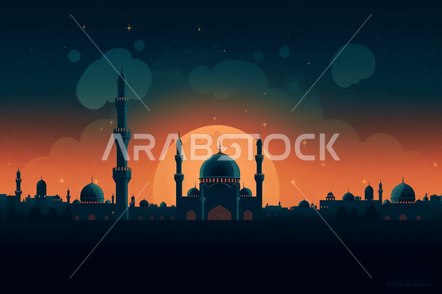 خلفيات مساجد اسلاميه في وضع الليل، تصميم مسجد اسلامي متميز ، العباده واداء الصلاه في المساجد، خلفيات وديكورات رمضانيه، الفن الهندسي والمعماري للمساجد التاريخيه  القديمه، منظر طبيعي للنجوم المتناثره في السماء ليلا