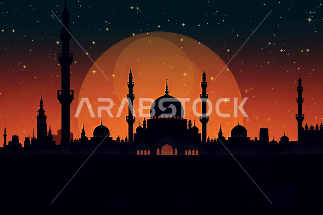 خلفيات مساجد اسلاميه في وضع الليل، تصميم مسجد اسلامي متميز ، العباده واداء الصلاه في المساجد، خلفيات وديكورات رمضانيه، الفن الهندسي والمعماري للمساجد التاريخيه  القديمه، منظر طبيعي للنجوم المتناثره في السماء ليلا