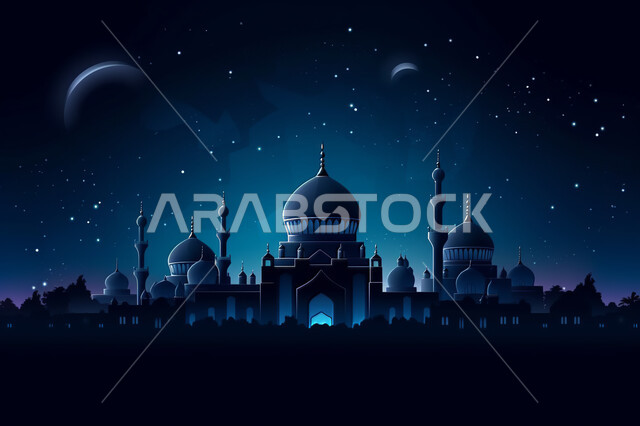 خلفيات مساجد اسلاميه في وضع الليل، تصميم مسجد اسلامي متميز ، العباده واداء الصلاه في المساجد، خلفيات وديكورات رمضانيه، الفن الهندسي والمعماري للمساجد التاريخيه  القديمه، منظر طبيعي للنجوم المتناثره في السماء ليلا