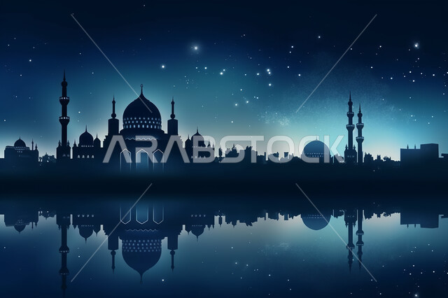 خلفيات مساجد اسلاميه في وضع الليل، تصميم مسجد اسلامي متميز ، العباده واداء الصلاه في المساجد، خلفيات وديكورات رمضانيه، الفن الهندسي والمعماري للمساجد التاريخيه  القديمه، منظر طبيعي للنجوم المتناثره في السماء ليلا