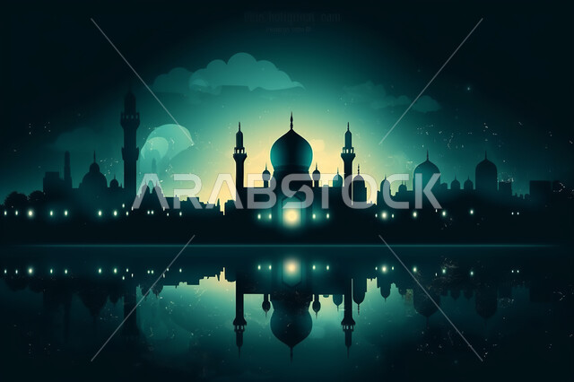 خلفيات مساجد اسلاميه في وضع الليل، تصميم مسجد اسلامي متميز ، العباده واداء الصلاه في المساجد، خلفيات وديكورات رمضانيه، الفن الهندسي والمعماري للمساجد التاريخيه  القديمه، منظر طبيعي للنجوم المتناثره في السماء ليلا