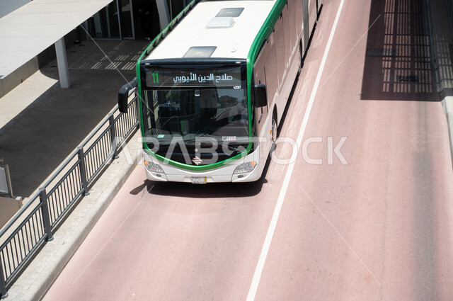 Bus routes and streets, the Riyadh bus at the Riyadh bus station, the route of buses and buses in the city of Riyadh in the Kingdom of Saudi Arabia, means of transportation and communication, the Ministry of Transport and Logistics Services