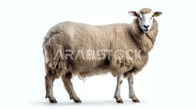 حيوان الغنم الثدي, تحضير القربان للذبح والتقرب الى الله, خاروف عيد الأضحى المبارك, كبش أليف, تربية المواشي والحيوانات في المحميات الطبيعيه, خلفية بيضاء