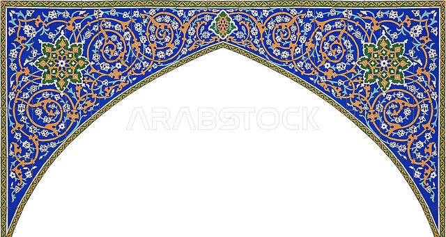 ديكور و تصاميم دينية, قالب تصميم إسلامي مزخرف، ديكورات وزخارف اسلاميه على شكل قوس، الفن الهندسي العصري الحديث ، خلفية إسلاميه