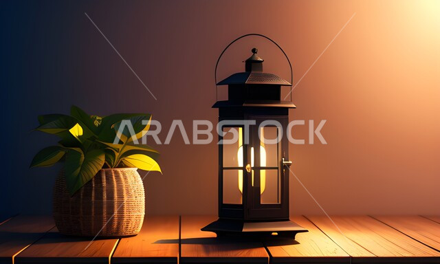 زراعة النباتات الخضراء, تحف واكسسوارات شهر رمضان المبارك ، فانوس وإضاءه ملونه خافته، زينة وأنوار للاعياد والمناسبات، أجواء سعيده ، عساكم من عواده ، قدوم شهر الخير ، خلفيه ملونه