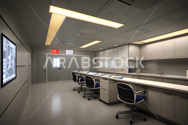 تصميم ثلاثي الابعاد لغرفه الطبيب الحديثه  في المستشفى، استخدام التقنيه والتكنولوجيا في العلاج والطب الحديث ، عيادات ومراكز صحيه متطوره