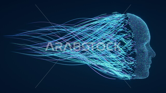 تطور التقنية والتكنولوجيا، التكنولوجيا الرقمية للوجه، الذكاء الإصطناعي والتطور الرقمي،اشكال ورسومات ثلاثية الابعاد، تكنولوجيا المستقبل