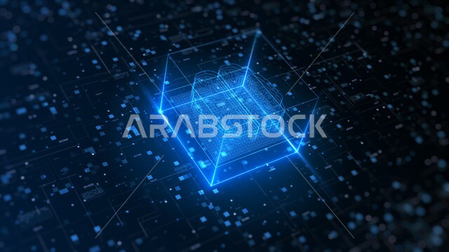 اشكال ورسومات هندسية ثلاثية الابعاد، خطوط شبكية متوهجة، خطوط مشعة مع وميض مضيء، تكنولوجيا المستقبل والتطور الرقمي، خلفية رقمية