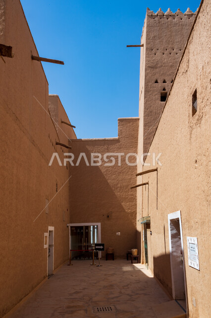 Historical landmarks of Riyadh, a picture from inside the historic Masmak Palace Museum in the city of Riyadh in Saudi Arabia, the traditional Masmak Palace, ancient architecture, tourist archaeological sites in Saudi Arabia
