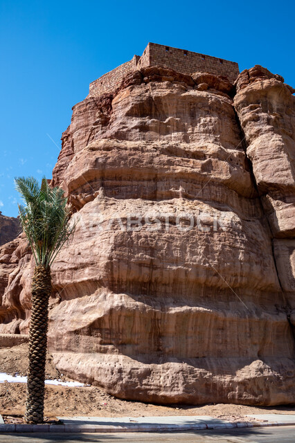 Ancient historical monuments in the desert areas in Al-Ula Governorate in the Kingdom of Saudi Arabia, mountain peaks and heights, rock formations, tourist places in Saudi Arabia