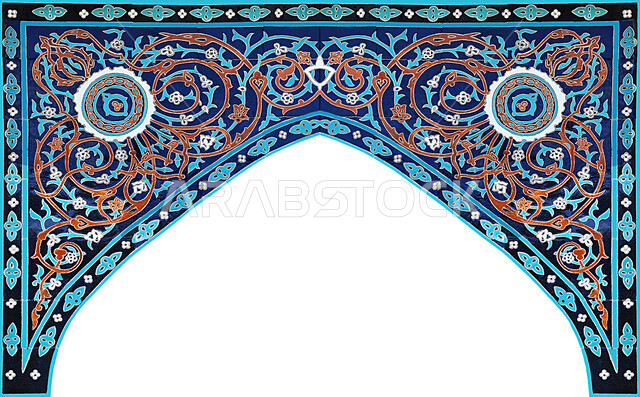  الفن الهندسي العصري الحديث، تصاميم ديكور ديني ،ديكورات وزخارف اسلاميه على شكل قوس، قالب تصميم إسلامي مزخرف، خلفية إسلاميه