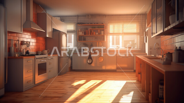 تصميم داخلي حديث لمطابخ داخل شقة سكنية ، تصاميم وديكورات داخلية ، تصميم معماري هندسي ، شقق سكنية بتصاميم عصرية ، مطبخ بديكور عصري حديث.