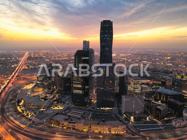 king abdullah financial district during sunset