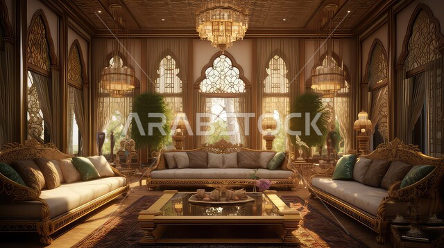 Interior living room decor, living room with modern modern designs, luxurious modern designs, Islamic engineering art, Arab Islamic decorations, apartments and villas