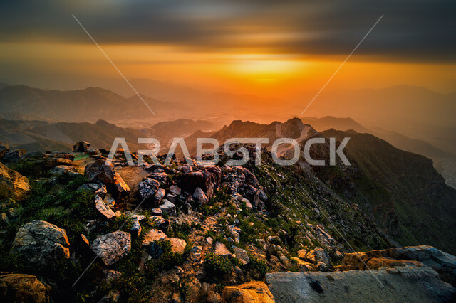 Al-Hada rocky mountains in the city of Taif in the Kingdom of Saudi