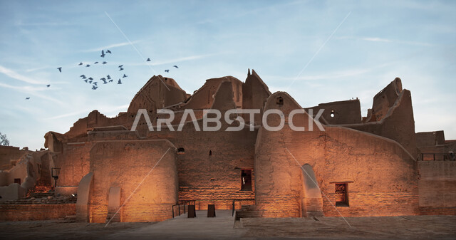 A national castle in Diriyah in the city of Riyadh in the Kingdom of Saudi Arabia, ancient architecture, castles and ancient buildings, historical landmarks of Riyadh, tourism in Saudi Arabia