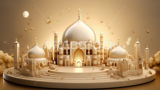قدوم شهر الخير ،زينه الاعياد والمناسبات الدينية، مجسمات ثلاثية الأبعاد لمساجد ذهبية, عساكم من عواده ،  اسلاميات و عباده, خلفية زخارف اسلاميه ثري دي