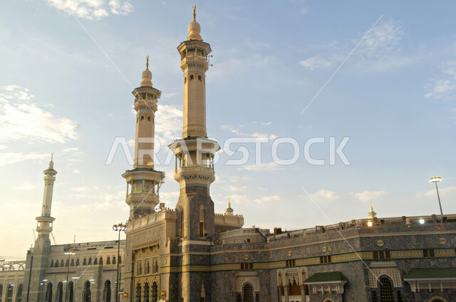 Sacred Islamic religious landmarks, the Grand Mosque in Makkah Al-Mukarramah in the Kingdom of Saudi Arabia, performing religious duties, Islamic architectural art, Hajj season 2023