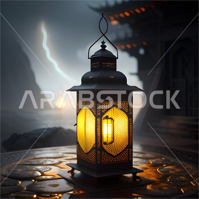 مصباح معدني بتصاميم ابداعية، ديكورات وتحف رمضانية، انوار واضاءة وزينة شهر رمضان، الإحتفال بقدوم شهر رمضان، اجواء رمضانية، فانوس عربي تقليدي