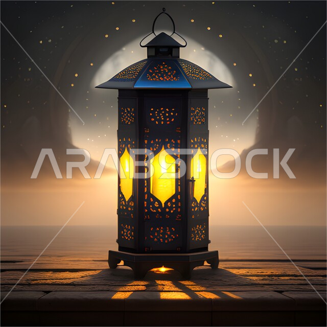 مصباح معدني بتصاميم ابداعية، ديكورات وتحف رمضانية، انوار واضاءة وزينة شهر رمضان، الإحتفال بقدوم شهر رمضان، اجواء رمضانية، فانوس عربي تقليدي