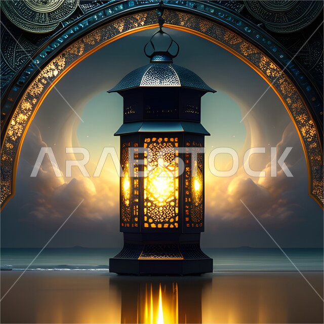 انوار واضاءة وزينة شهر رمضان، مصباح معدني بتصاميم ابداعية، ديكورات وتحف رمضانية، الإحتفال بقدوم شهر رمضان، اجواء رمضانية، فانوس عربي تقليدي