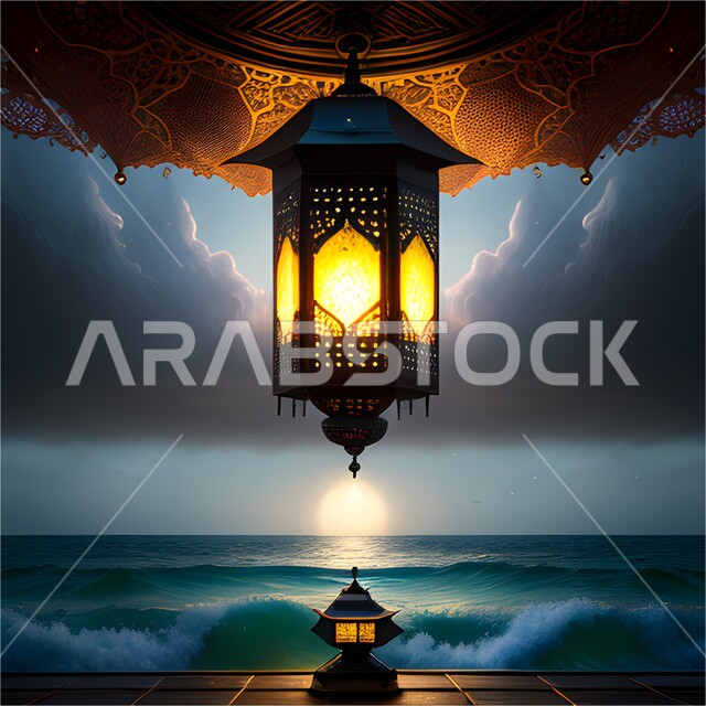 انوار واضاءة وزينة شهر رمضان، مصباح معدني بتصاميم ابداعية، ديكورات وتحف رمضانية، الإحتفال بقدوم شهر رمضان، اجواء رمضانية، فانوس عربي تقليدي