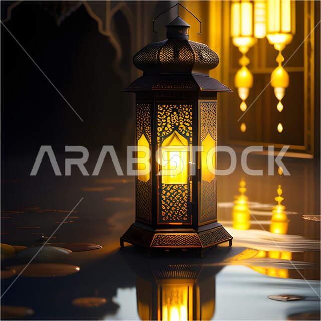 فانوس عربي تقليدي، اجواء رمضانية، مصباح معدني بتصاميم ابداعية، ديكورات وتحف رمضانية، انوار واضاءة وزينة شهر رمضان، الإحتفال بقدوم شهر رمضان
