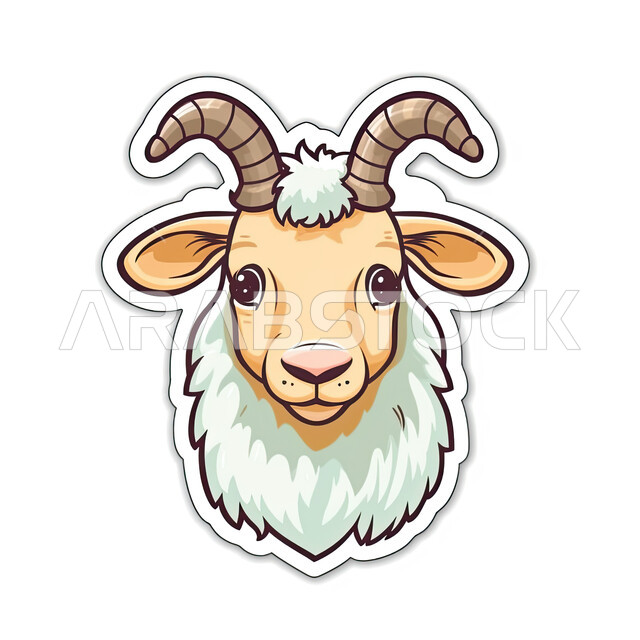 قربان عيد الأضحى،  رسوم بيانية كرتونية ثلاثية الأبعاد لخاروف أبيض لطيف، مسلسلات و أفلام كرتون أطفال، لعبة الغنمة البيضاء، خلفية بيضاء