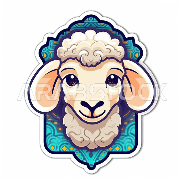 قربان عيد الأضحى،  رسوم بيانية كرتونية ثلاثية الأبعاد لخاروف أبيض لطيف، مسلسلات و أفلام كرتون أطفال، لعبة الغنمة البيضاء، خلفية بيضاء