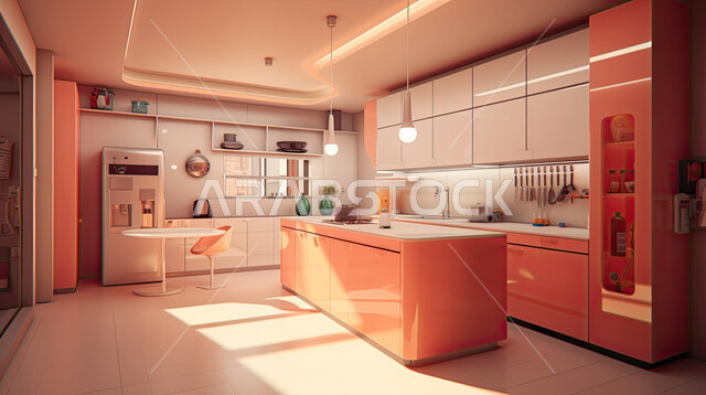 Modern interior design for kitchens inside a residential apartment, engineering architectural designs and interior decorations, apartments with modern designs, kitchen with modern modern decor.