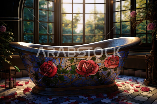 تصاميم و   ديكورات داخلية للحمامات في الشقق السكنية السياحية، تصميم حوض استحمام في منزل عصري ، فنادق فاخرة ، الفن المعماري الهندسي.