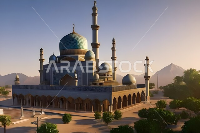 العبادة والتقرب الى الله, خلفيات مساجد اسلامية في وضع النهار، تصميم ثلاثي الأبعاد لمسجد اسلامي، العبادة وأداء الصلاة في المسجد، خلفيات وديكورات رمضانية، الفن الهندسي والمعماري للمساجد التاريخية القديمة