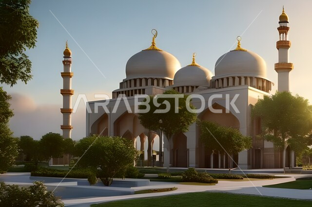 العبادة والتقرب الى الله, خلفيات مساجد اسلامية في وضع النهار، تصميم ثلاثي الأبعاد لمسجد اسلامي، العبادة وأداء الصلاة في المسجد، خلفيات وديكورات رمضانية، الفن الهندسي والمعماري للمساجد التاريخية القديمة
