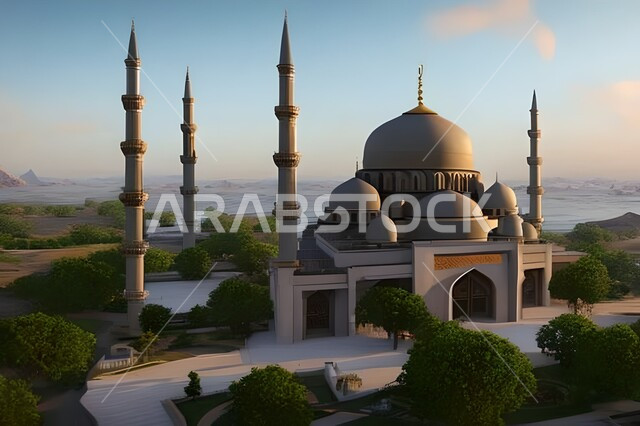 العبادة والتقرب الى الله, خلفيات مساجد اسلامية في وضع النهار، تصميم ثلاثي الأبعاد لمسجد اسلامي، العبادة وأداء الصلاة في المسجد، خلفيات وديكورات رمضانية، الفن الهندسي والمعماري للمساجد التاريخية القديمة