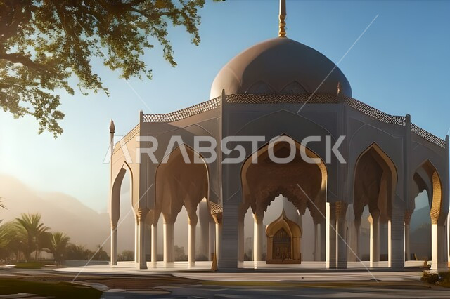 تصميم ثلاثي الأبعاد للساحة الخارجية للمسجد, العبادة والتقرب الى الله, خلفيات مساجد اسلامية في وضع النهار، العبادة وأداء الصلاة في المسجد، خلفيات وديكورات رمضانية، الفن الهندسي والمعماري للمساجد التاريخية القديمة