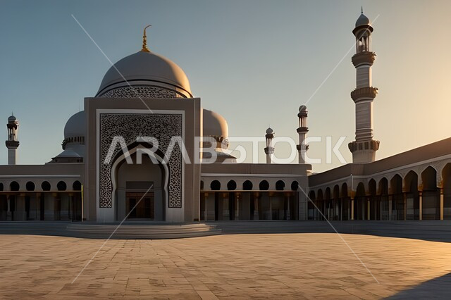 تصميم ثلاثي الأبعاد للساحة الخارجية للمسجد, العبادة والتقرب الى الله, خلفيات مساجد اسلامية في وضع النهار، العبادة وأداء الصلاة في المسجد، خلفيات وديكورات رمضانية، الفن الهندسي والمعماري للمساجد التاريخية القديمة