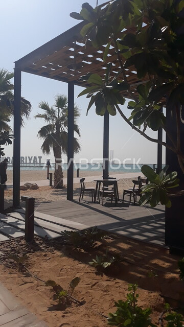 Spending fun times in the summer holidays, family entertainment activities, luxury chalets and resorts on Al Hudayriat Beach in Abu Dhabi in the United Arab Emirates, famous tourist places, summer activities for entertainment and entertainment