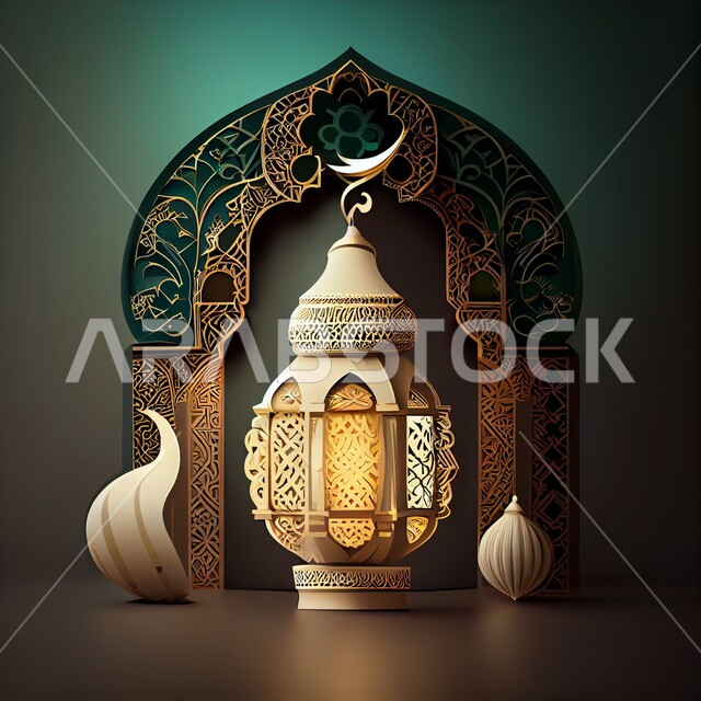  ديكورات وأنوار اسلامية، فانوس عربي تقليدي معدني ، إضاءة وزينة شهر رمضان المبارك ، تحف رمضانية ثلاثية الأبعاد ، الإحتفال بقدوم شهر رمضان، أجواء رمضانية مميزة, خلفيات اسلامية مميزة