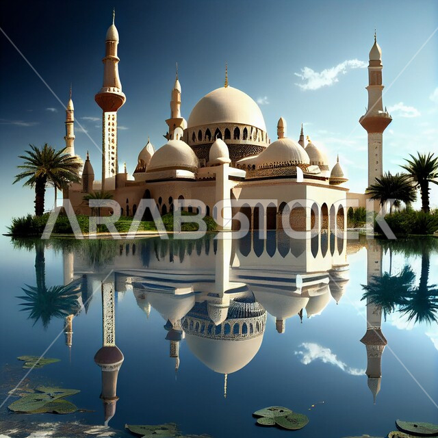 اسلاميات وعبادات, تصميم ثلاثي الأبعاد لمسجد، الهندسة المعمارية الاسلامية، خلفيات اسلامية مميزة, بحيرات وطبيعة خضراء, خلفيات وأجواء رمضانية, الصلاة والتقرب الى الله